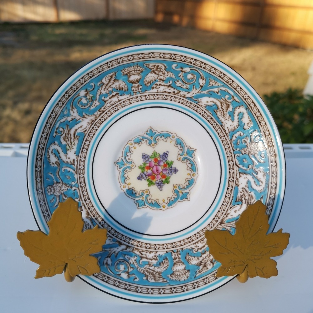 Wedgwood Turquoise Florentine Peony Shape Saucer Tea Plate 6" In Diameter